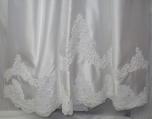 Wedding Gown Restoration 3 alt="After 2 of Wedding Gown Restoration. 1990's Wedding Dress restored after improper storage."