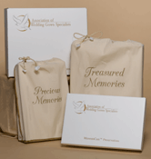 Paperboard wedding gown preservation boxes at Janet Davis Cleaners