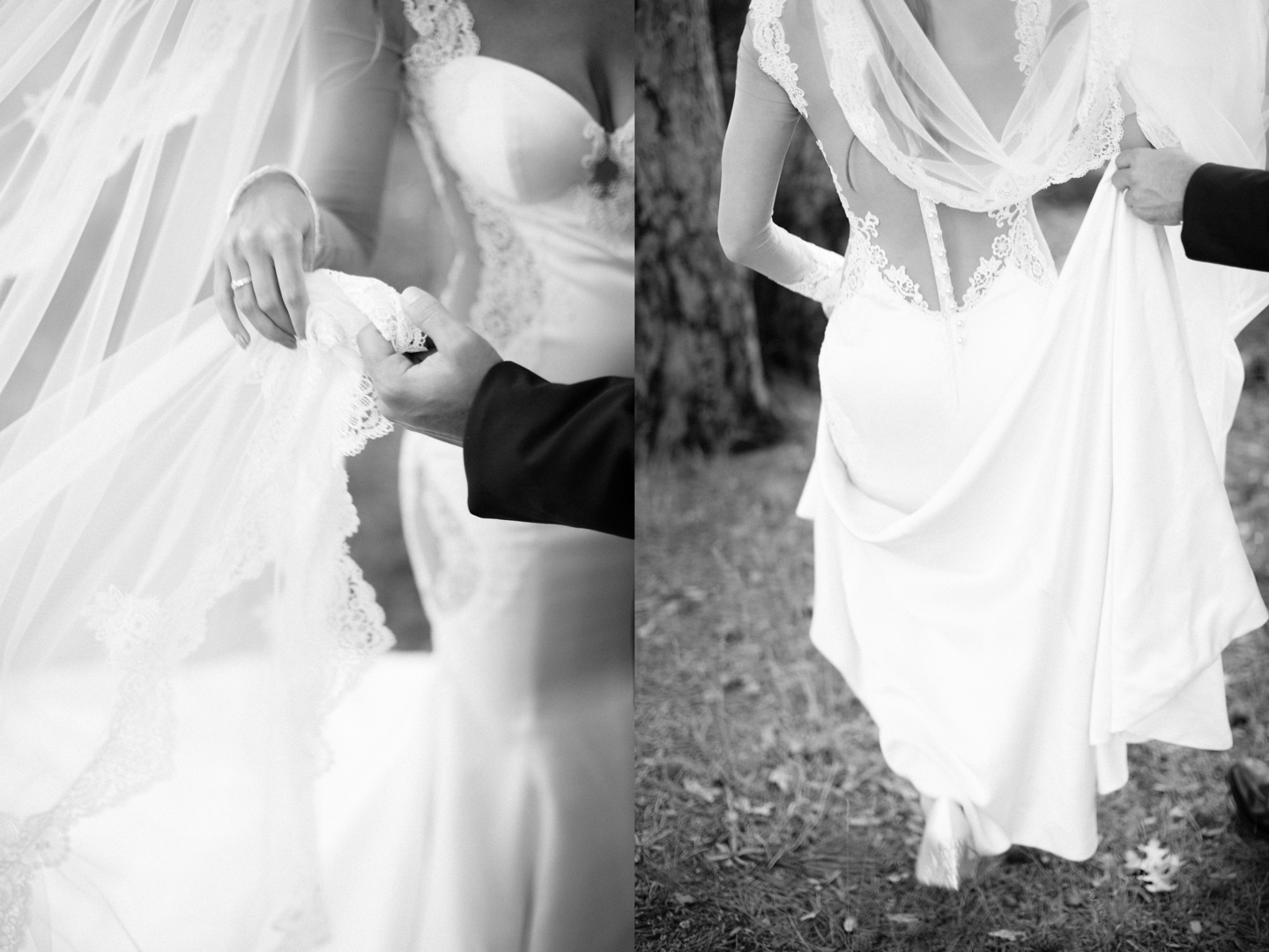 Black and white wedding portrait