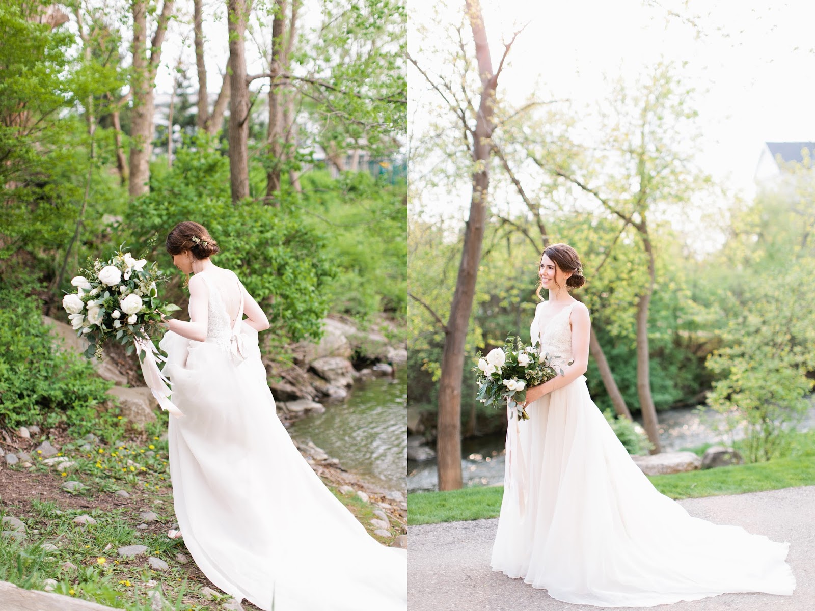 Bride posing outside